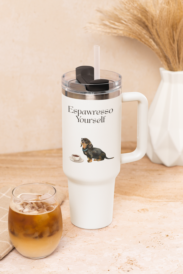 'Espawresso Yourself' Dachshund Insulated Travel Mug, 40oz