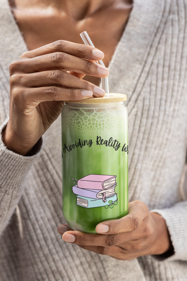 'Currently Avoiding Reality With Fiction' Sipper Glass