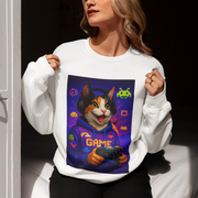Gamer Cat Crewneck Sweatshirt, Cozy Gamer Apparel, Perfect Gift for Cat Lovers, Funny Sweatshirt for Birthdays, Gaming Merchandise
