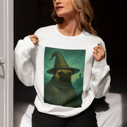 Wizard Pug Sweatshirt, Cozy Unisex Sweatshirt, Funny Pet Lover Gift, Halloween Apparel, Casual Trendy Crewneck