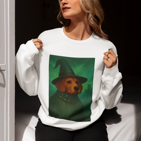 Magical Dog Beagle Wizard Sweater, Cozy Fall Fashion, Halloween Apparel, Unique Gift for Dog Lovers, Unisex Crewneck Sweatshirt