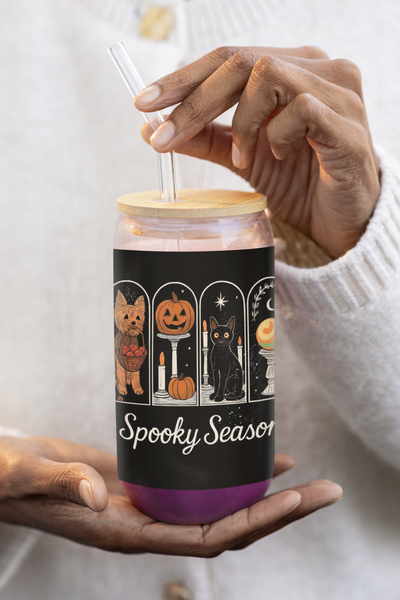 Spooky Season Yorkie Sipper Glass