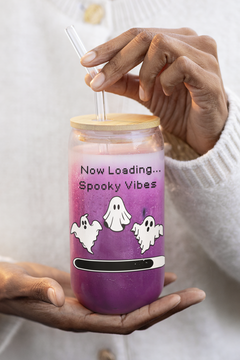 'Now Loading...Spooky Vibes' Sipper Glass