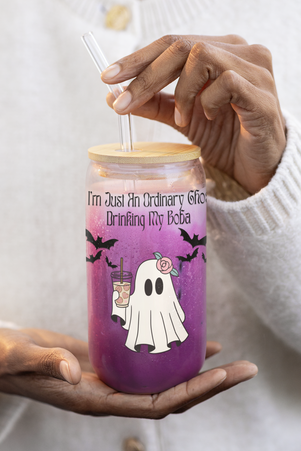 'I'm Just An Ordinary Ghost Drinking My Boba' Sipper Glass