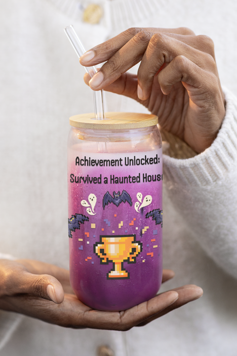 'Achievement Unlocked: Survived A Haunted House' Sipper Glass