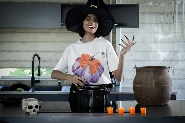 Purple Pumpkin Wrapped In A Bow Unisex T-Shirt